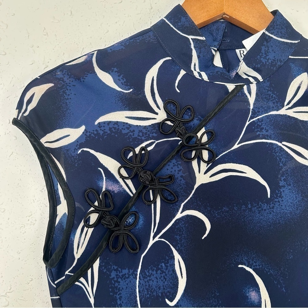 🦋 Ronni Nicole Vintage Blue Asian Inspired Style Mini Dress Size 6 - Picture 3 of 6